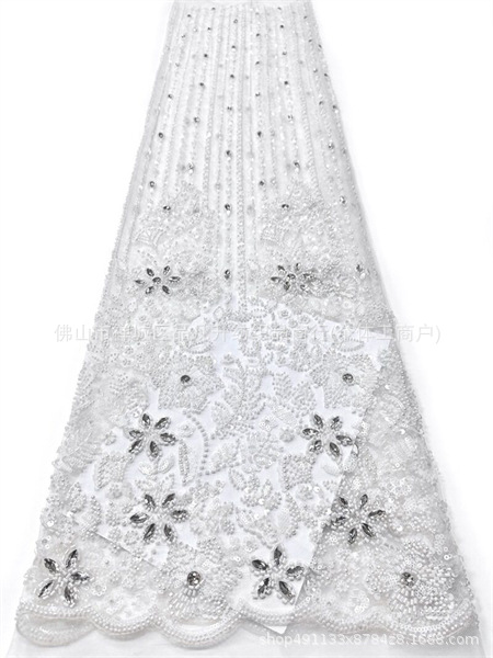 Fabricantes de cabello recto de mano pesada taladro de tela de perforación en caliente Europa y América vestido de boda transfronterizo vestido de moda tela