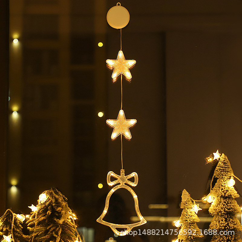Nuevas luces de decoración de Navidad luces de ventana Santa muñeco de nieve luces de estrella de ventana atmósfera decoración al por mayor luces de color