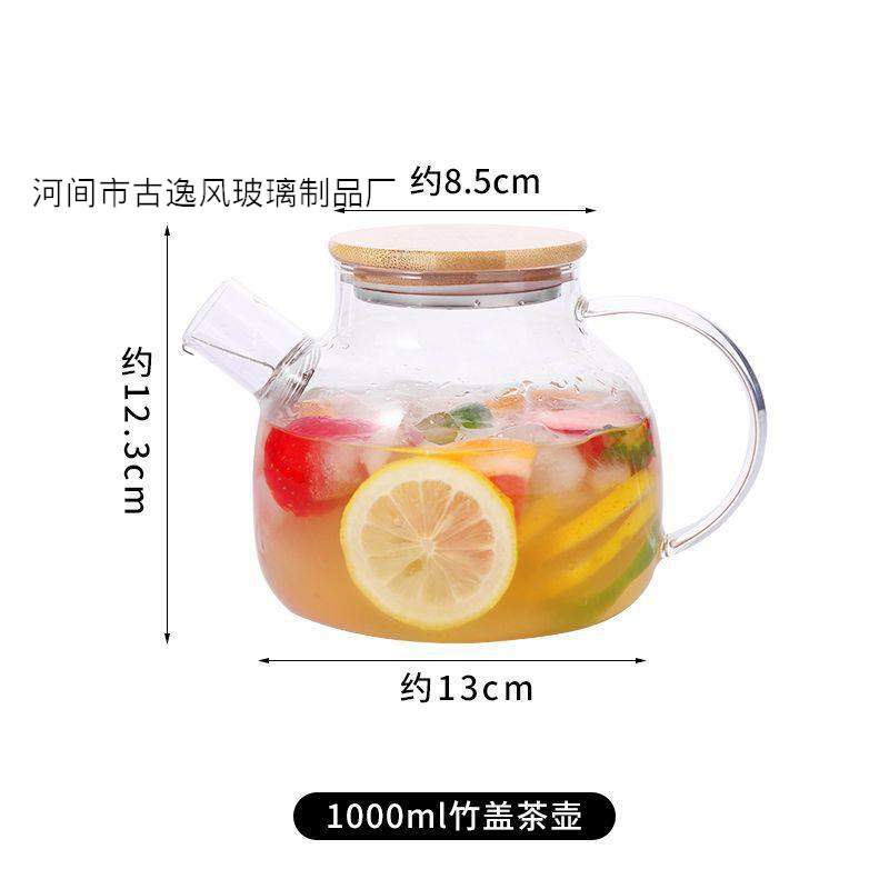 Tetera de vidrio gruesa resistente al calor Tetera pequeña resistente a altas temperaturas Tetera de flores con filtro de acero inoxidable Juego de té para el hogar