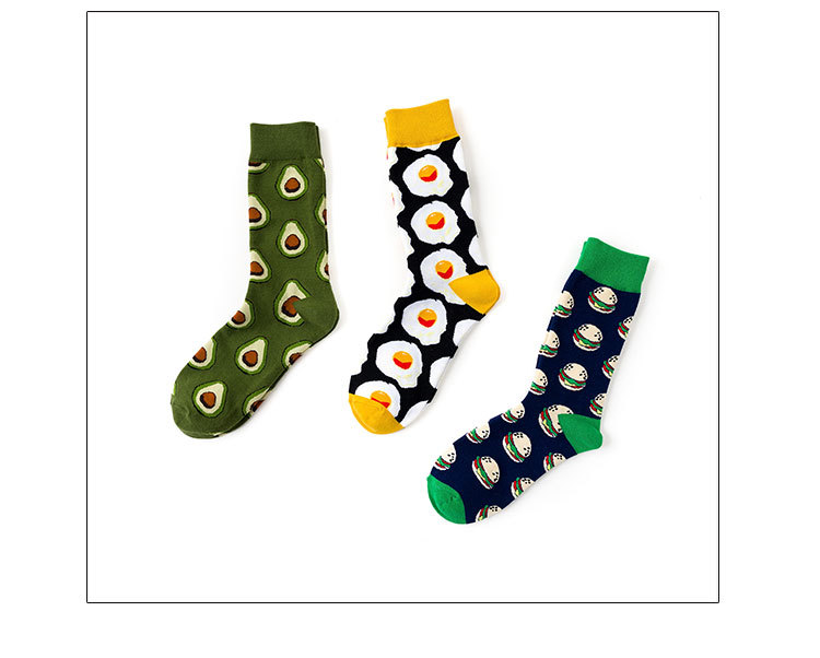 Korean Style Cute Food Printing Contrast Color Medium Tube Cotton Socks display picture 1