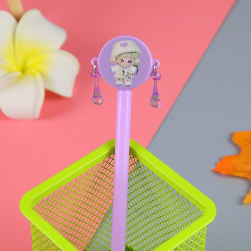 Bolígrafo de gongs en forma de sonajero creativo, bolígrafo de firma de patrón de niña linda, bolígrafo especial de regalo para estudiantes de primaria y secundaria