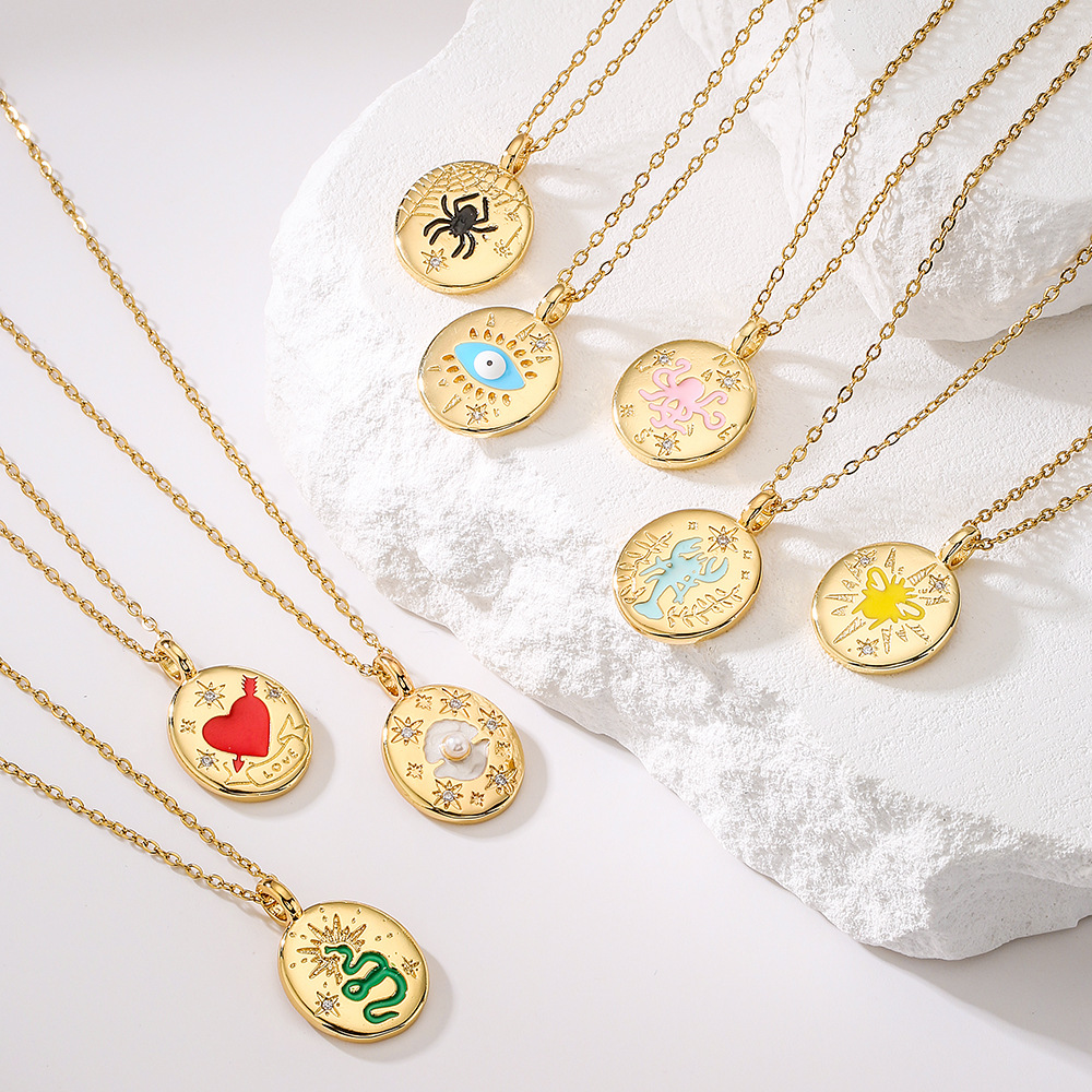 Fashion Star Snake Copper Gold Plated Zircon Pendant Necklace 1 Piece