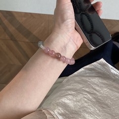 新中国式月下バラ天然紫粉水晶月光石いちご晶手串優しい少女手飾り