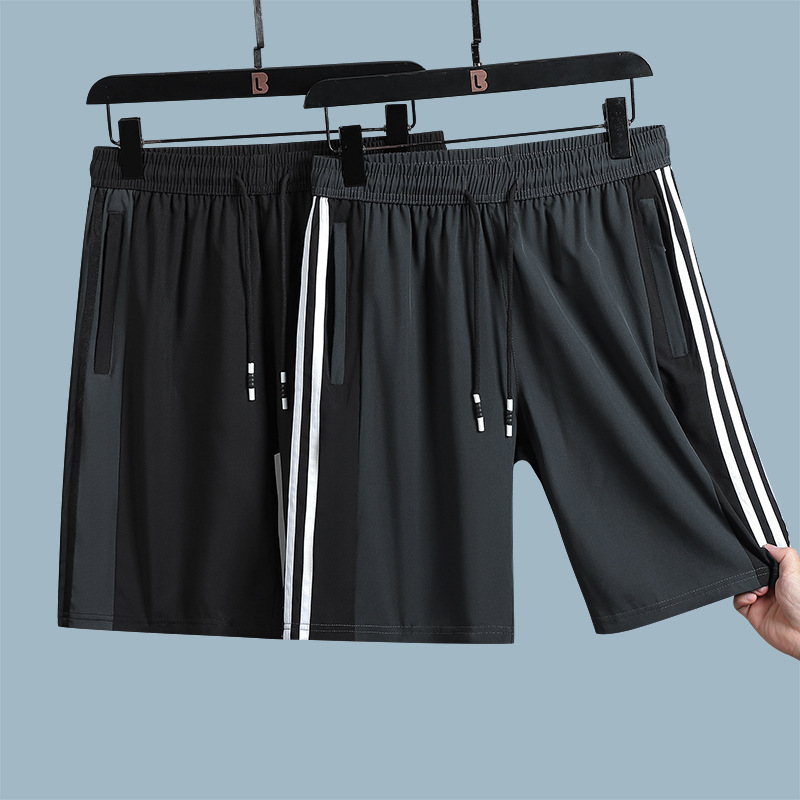 夏季冰丝裤男速干短裤男士薄款弹力透气户外跑步裤宽松运动五分裤
