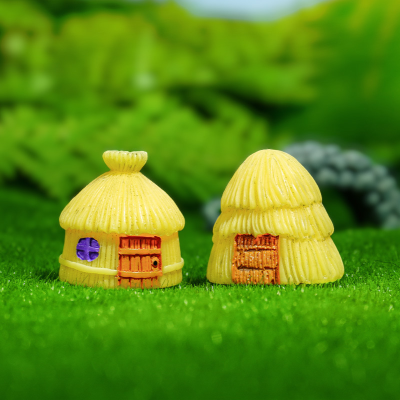 Nuevo musgo transfronterizo micro paisaje decoración casa de paja casa de resina casa rural granero artesanía creativa