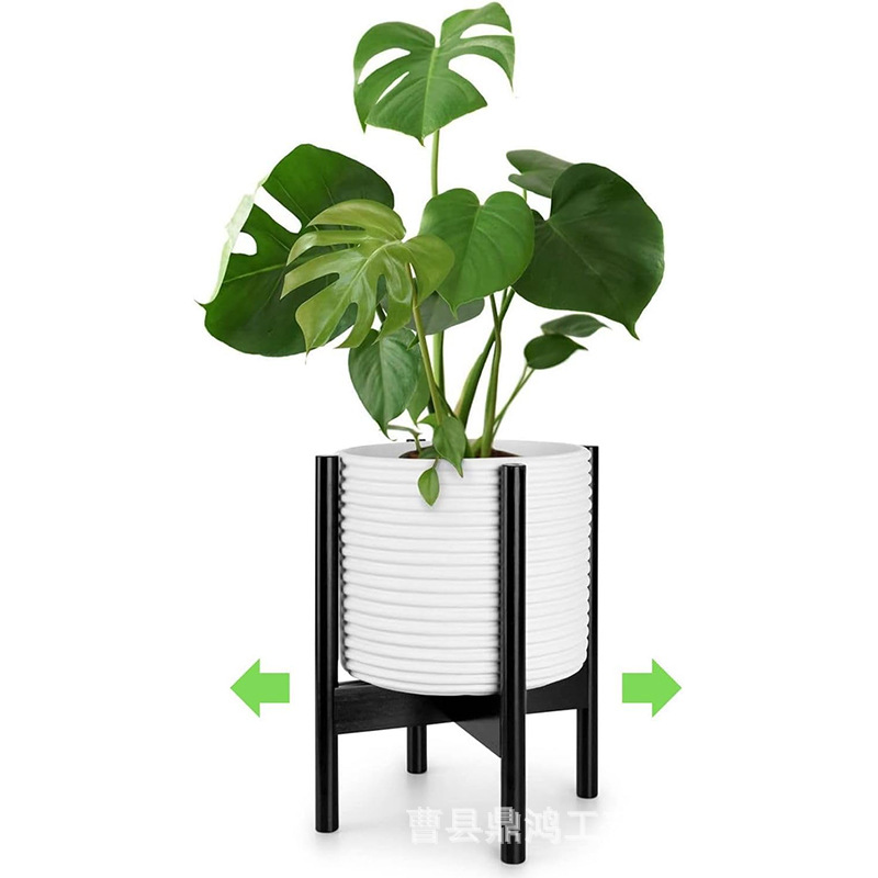 Estante de flores retráctil de cuatro patas, estante de maceta de madera, soporte de carne, fábrica directa de productos de bambú y madera para el hogar