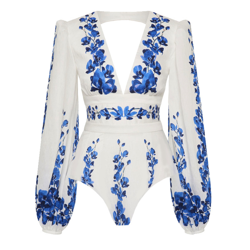 Costume intero donna con scollo a v profondo per la spiaggia_voghion.com