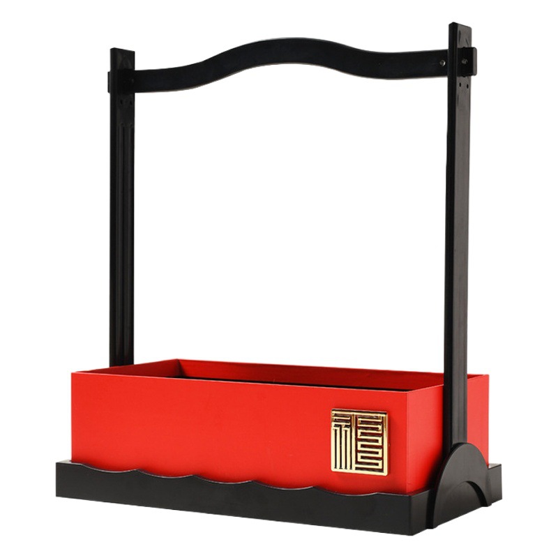 Cesta de flores de mano feliz Nochevieja flor bendición cubo regalo de vacaciones cesta de flores Festival Año Nuevo bendición cubo flor arreglo de flores cesta de mano