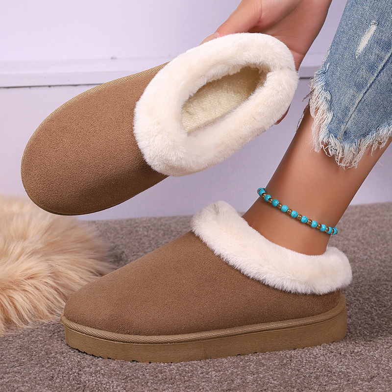 Winter new thick bottom short cylinder thick slip-on lazy light cotton shoes_voghion.com