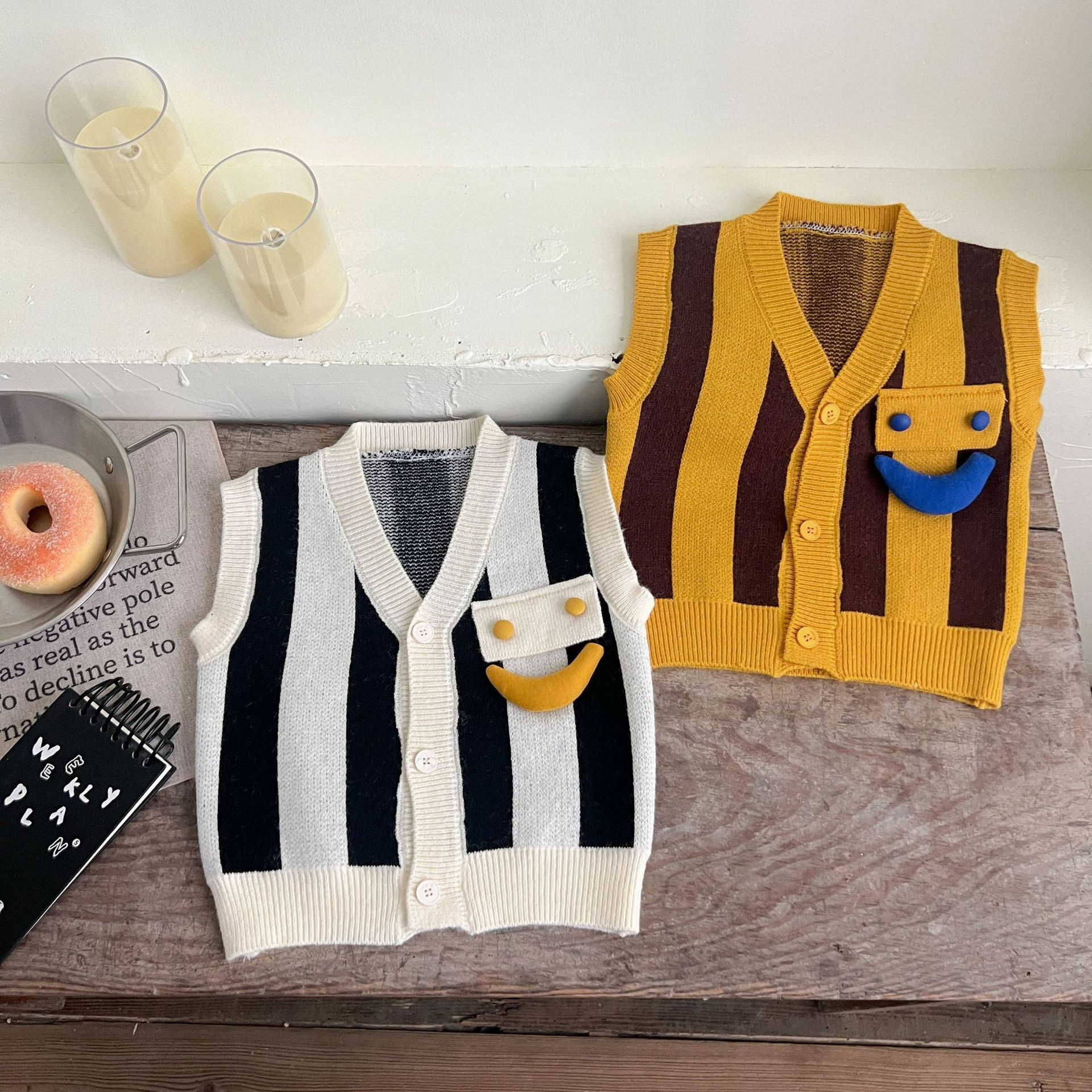 Baby chaleco de punto para niños lana suéter para niños chaleco de primavera para niñas universal chaleco de hombro de caída