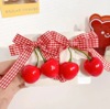 Red children's cute hairgrip with bow, strawberry for princess, hairpins, hair accessory, 1 pair