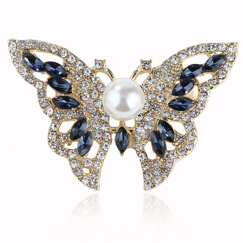 Glamour Mariposa Aleación Embutido Perlas Artificiales Diamantes De Imitación Mujeres Broches display picture 3