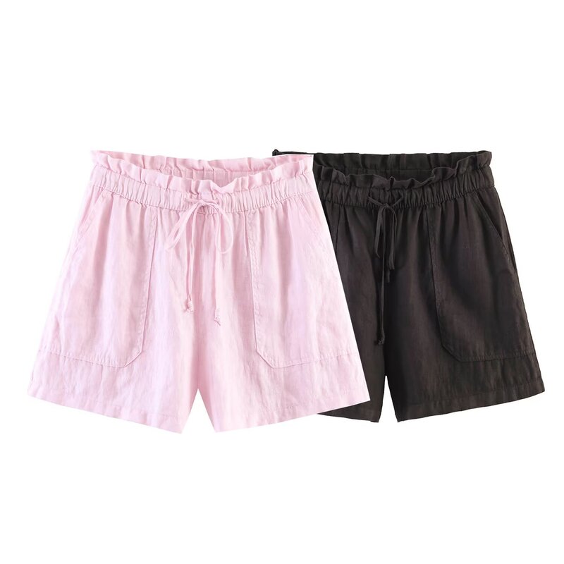 Cross-Border European and American Women's Clothing Aliexpress Linen Shorts Dropshipping