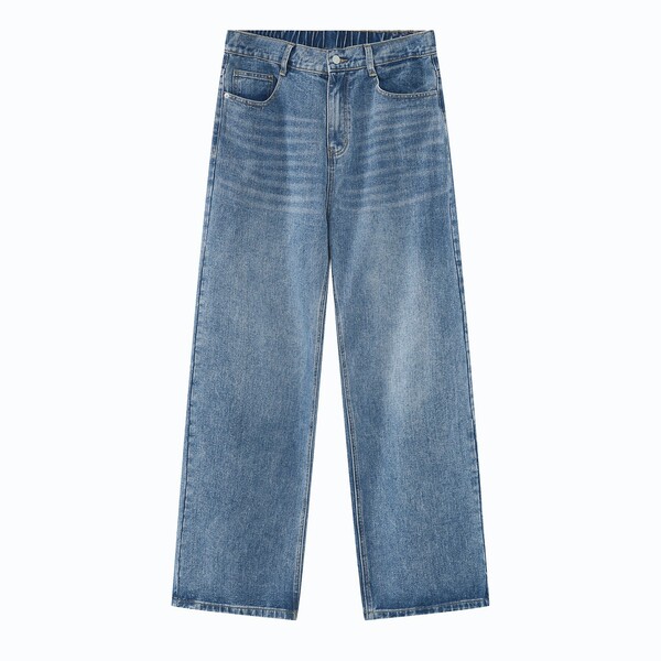 Denim base loose straight jeans