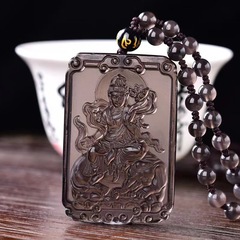 冰種黑曜石十二生肖守護神本命佛方型吊墜 黑曜石八大守護神項鍊