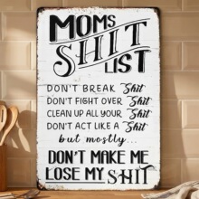 �羳Funny Moms Shit List Kitchen Sign��Ц�ϋ��������F�Ƙ�