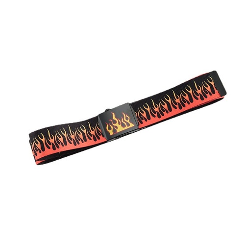Harajuku fashion hip-hop Korean style trendy men's canvas belt personalized casual flame belt factory direct supply