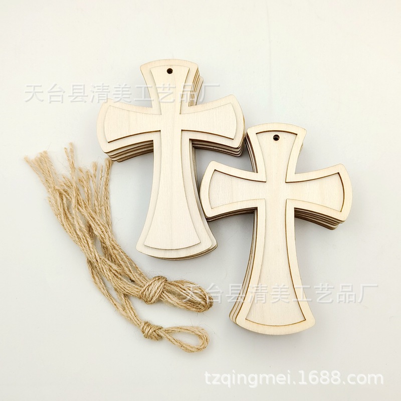 9,2*12,7 cm de registro de doble capa Cruz colgante de madera fuentes del partido decoración 2 modelos cada uno 6 12