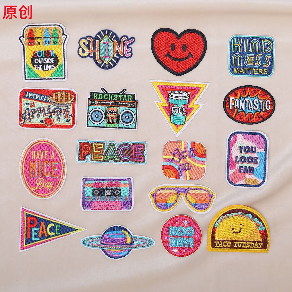 原创卡通刺绣布贴卡通火箭嘻哈英文潮服徽章服装装饰补丁贴patch