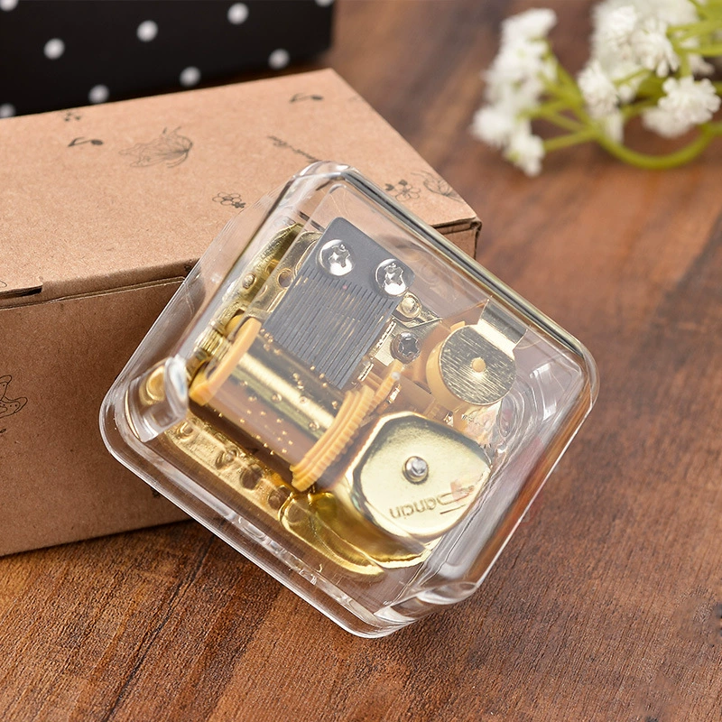 Wind-up acrylic square music box, Birthday gift