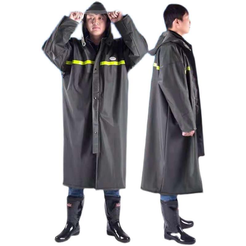 Knitted Fabric Rubber Raincoat, Long Style for Adults, Single-Person, Storm-Proof, Hooded, for Cycling, Outdoor, Seamless, Pressure-Resistant, Cycling-Specific