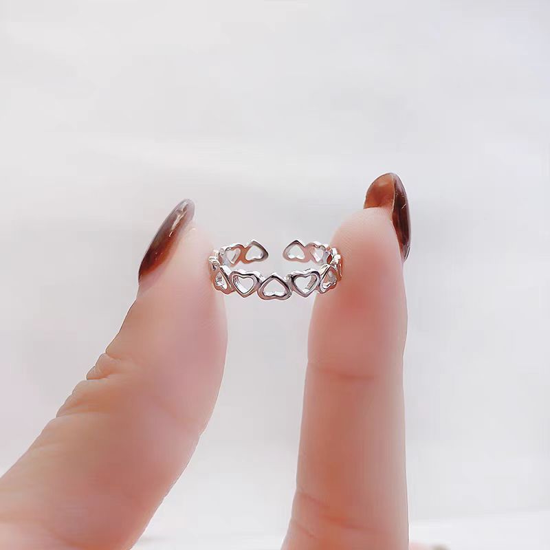 镂空爱心戒指女简约百搭潮品甜美开口食指戒百搭送女友礼物潮