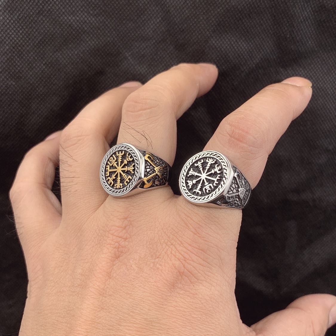 18g Weight Retro Punk Letter Axe 304 Stainless Steel Polishing Men's Rings