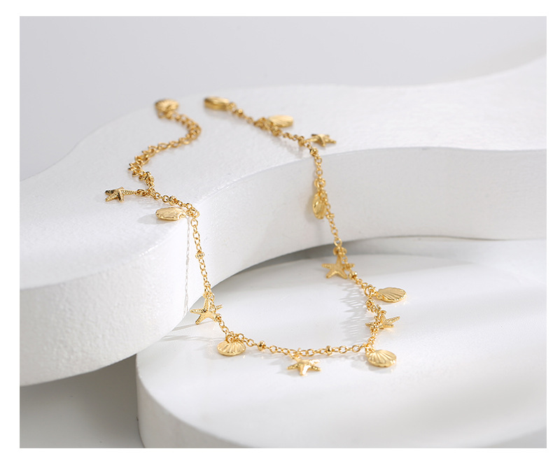 Plating Design Wholesale Jewelry Cute Starfish Copper Anklet