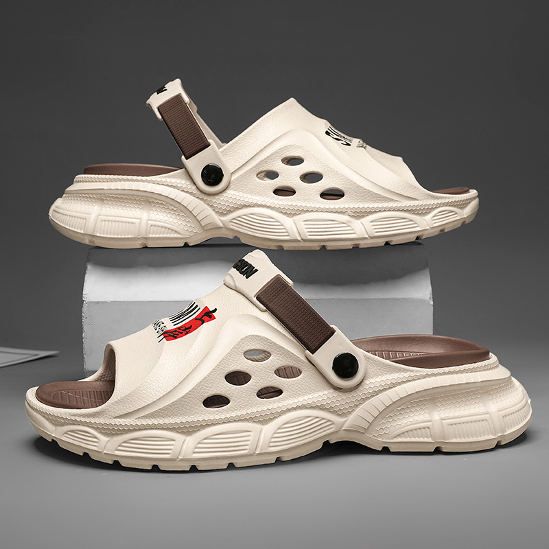 Zapatillas red para hombres de verano juveniles antideslizantes de fondo suave de dos usos deportivos para hombres pisando mierda sensación de playa zapatillas frías