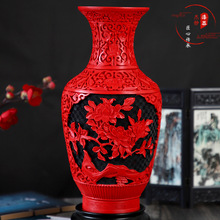 十二寸漆雕花瓶揚州傳統漆器家具裝飾雕漆工藝品擺件文化紀念禮品