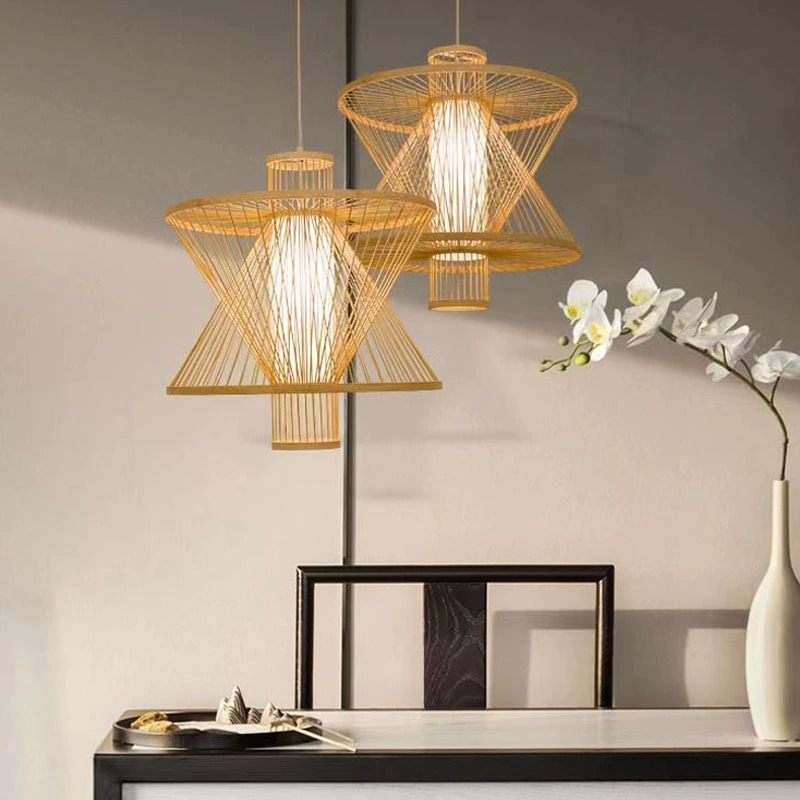 Бамбуковая художественная бамбуковая Люстра Новый китайский дзен чайная комната Кейтеринг проживание в семье горячий горшок Ресторан японский стиль ретро креативный Фонарь ручной работы