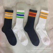 库存外贸毛巾底运动袜纯色黑白彩条双杠高橡筋篮球袜加厚棉袜