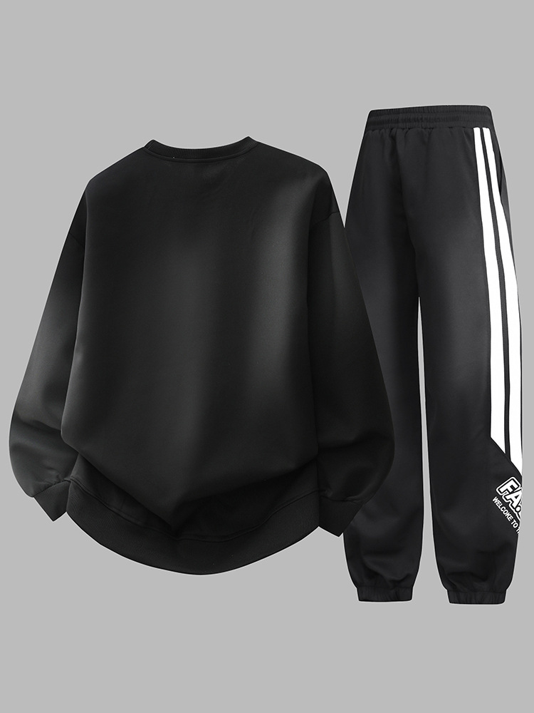 Primavera y otoño nuevo cuello redondo chaqueta de calzado casual de dos piezas juvenil marca de moda hombre guapo traje hombre