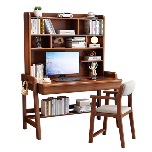 All solid wood desk bookshelf integrated home student desks and chairs computer desk simple writing desk lifting study table
