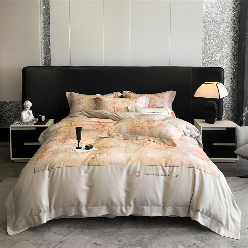 2024 autumn and winter new 100 aiyang velvet sanding printing four-piece printing warm cotton skin-friendly bedding