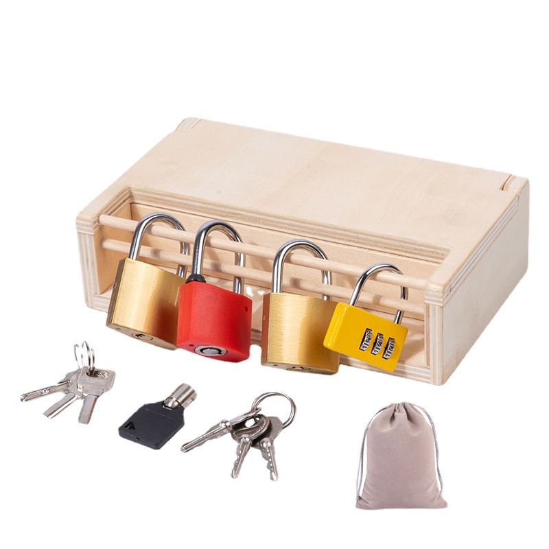 Caja de desbloqueo Montessori de madera para niños kindergarten habilidad práctica educación temprana desbloqueo material didáctico juguetes educativos