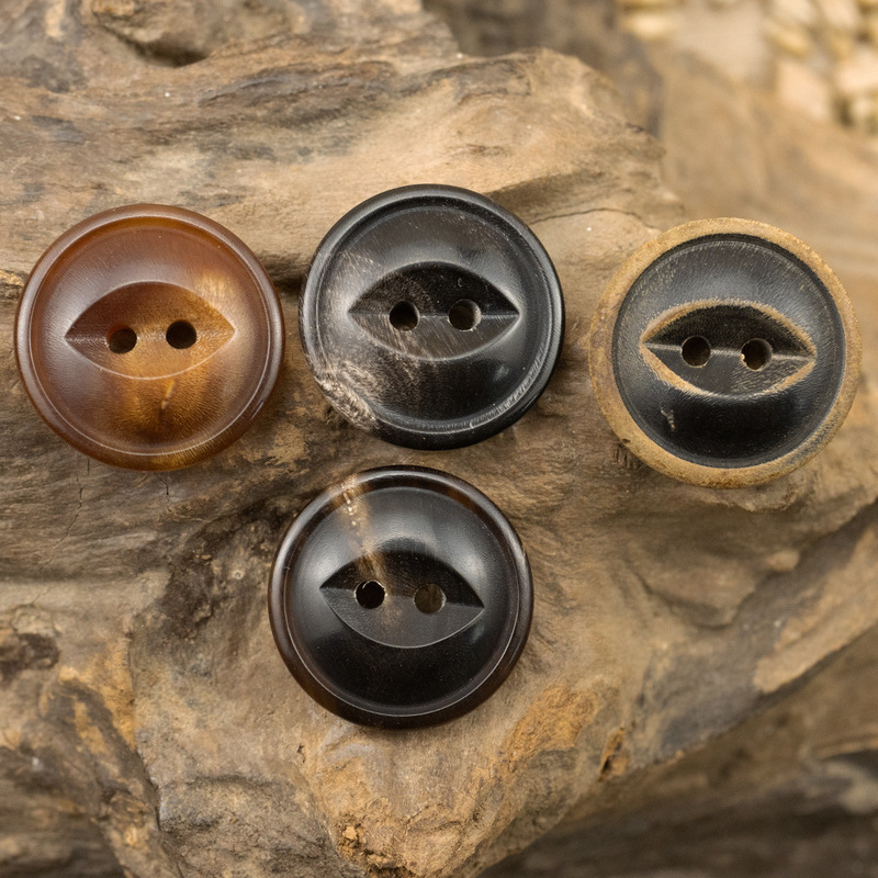 Black Fisheye Horn Shirt Button Brown Vintage Suit Work Uniform Coat Shirt Button Button Button
