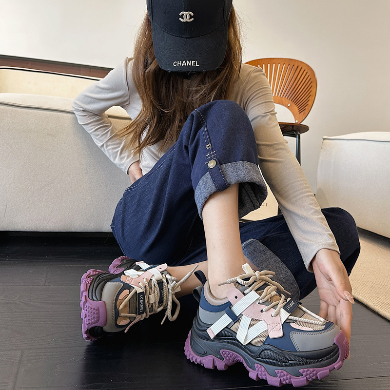 Dad Shoes Spring Versatile Thick-Soled 2024 New Non-Slip Wear-Resistant Women's Casual Fashion Durian Trendy Brand Casual Shoes