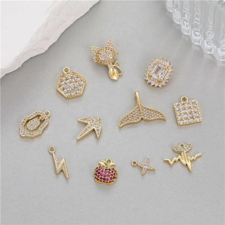 4g Weight Artificial Gemstones Inlay Material Pendants Classification 1 Piece Quantity Copper Material 14K Gold Plated Plating Butterfly Pattern Plating, Inlay Design Simple Style Style 1 Piece Copper Artificial Gemstones Butterfly Simple Style