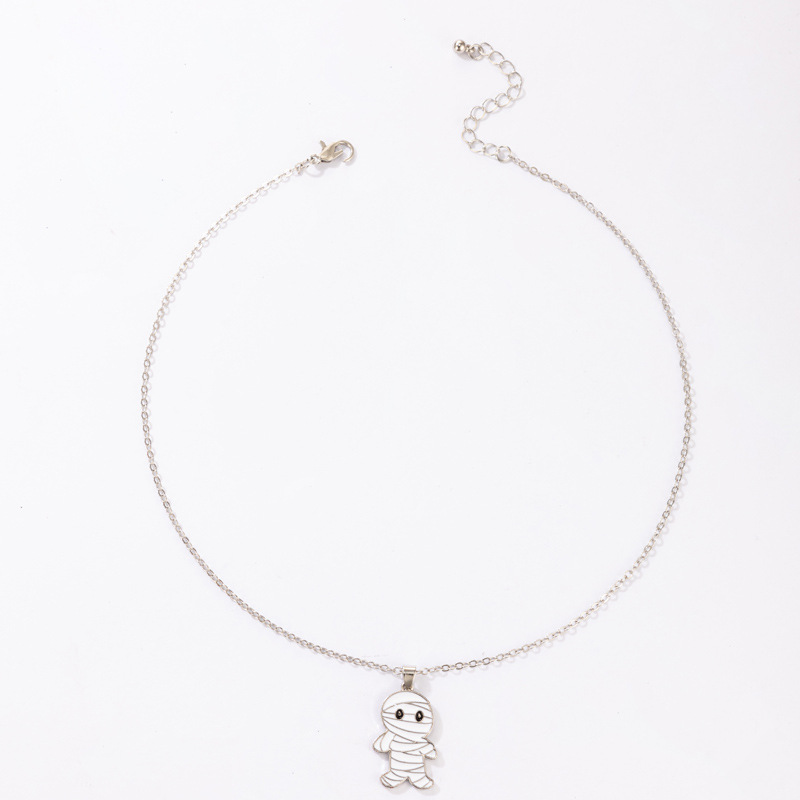 Halloween ghost eyeball mummy pumpkin lantern geometric necklace wholesale nihaojewelry