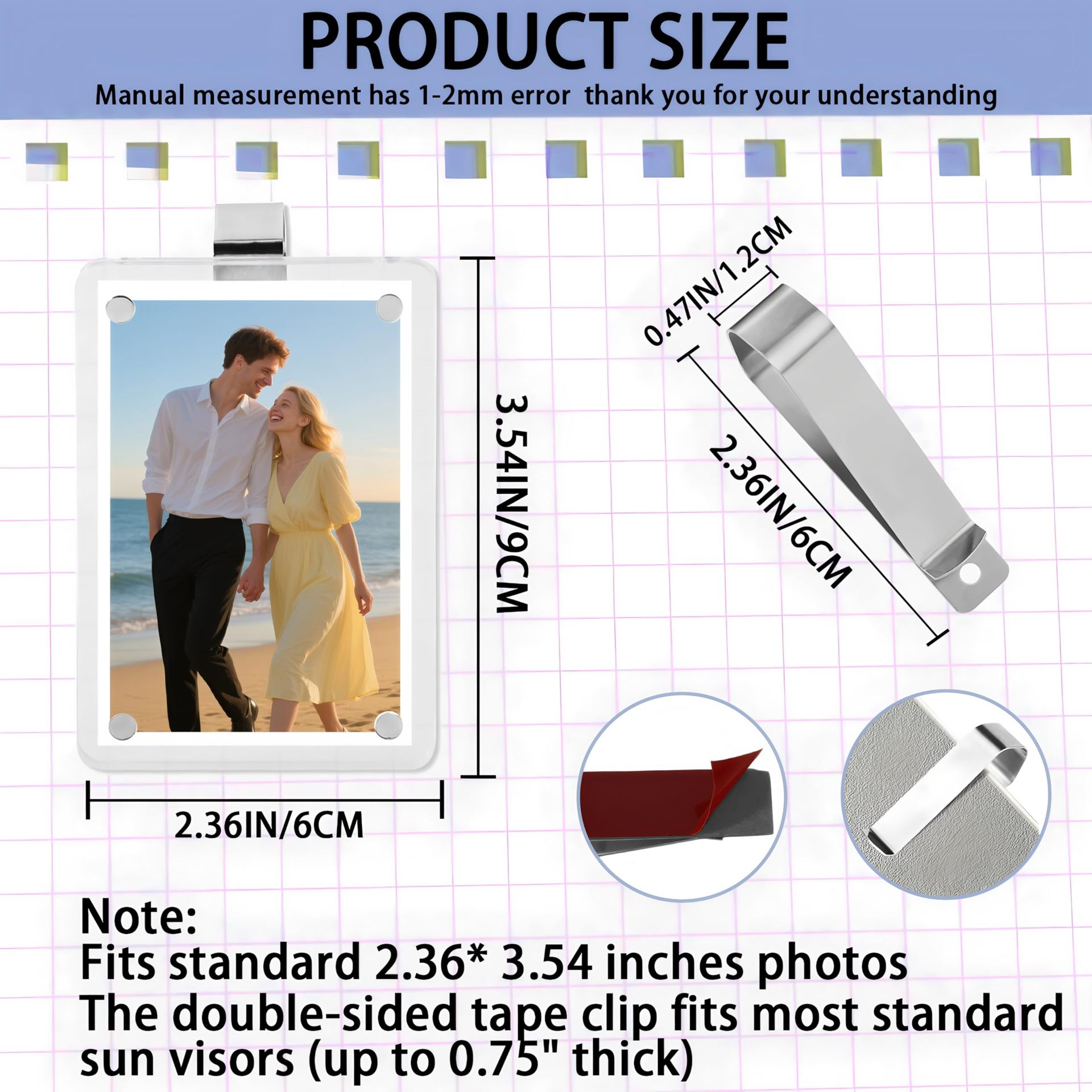 Car Sunshade Photo Clip Acrylic Quick Clip Universal DIY Car Interior Decoration Couple Family Pet Commemorative Gift