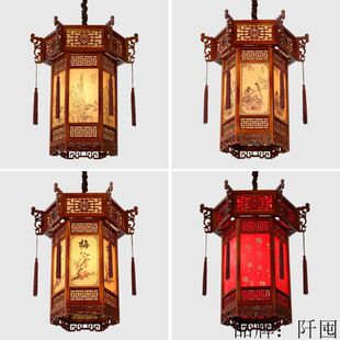 中式实木古风灯笼宫灯餐厅饭店走廊吊灯复古风酒店寺庙祠堂悬挂灯-阿里巴巴