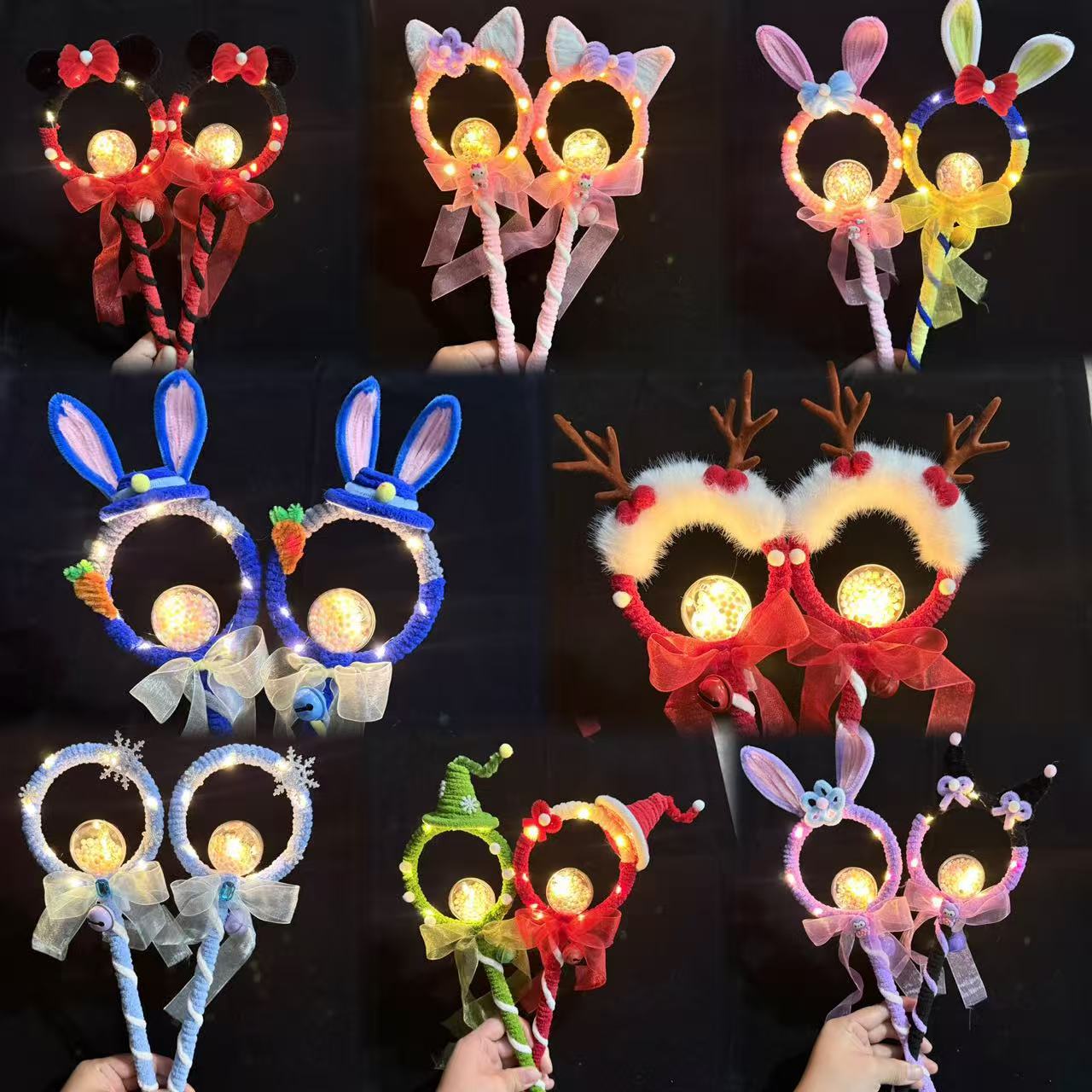 Cross-border wholesale children's magic fairy wands, twisted sticks, handmade flashing Nick Rabbit cartoon magic wands Christmas toys