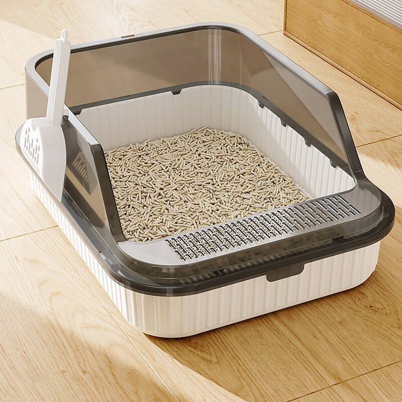 Extra-large cat litter box with anti-splash feature, large cat toilet, semi-enclosed cat litter tray, small litter box for kittens Extra-large cat litter box with anti-splash feature, large cat toilet, semi-enclosed cat litter tray, small litter box for kittens
