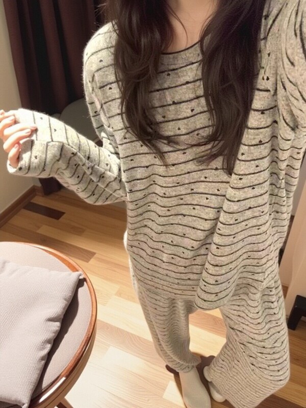 8819黄兰格2025春秋新款长开衫网红ins学生睡衣女休闲家居服官方|undefined