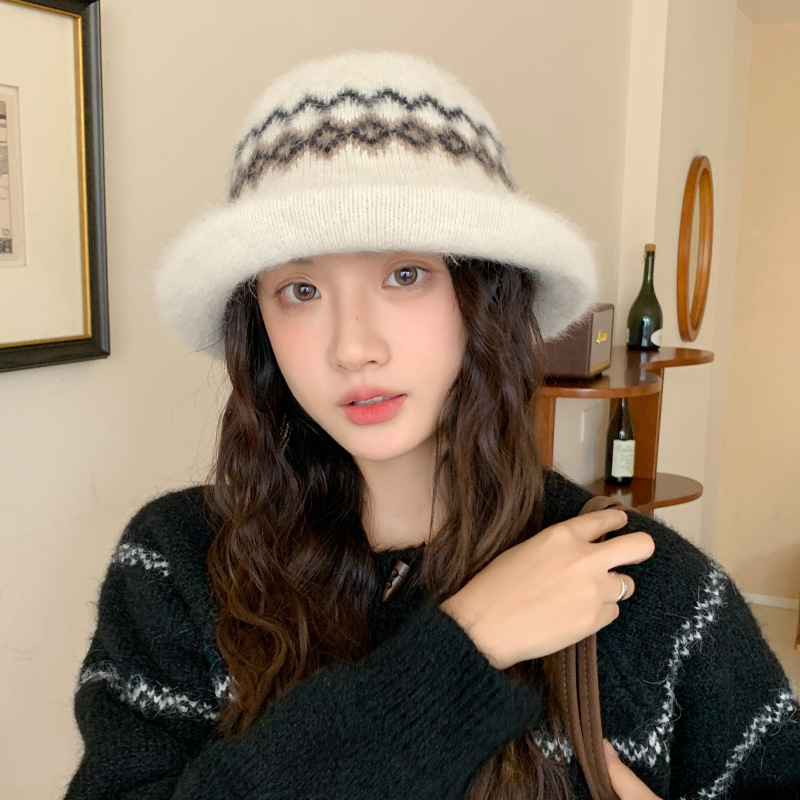 秋冬季防寒保暖渔夫帽甜美时尚百搭盆帽卷边护耳防风加厚帽子女款|undefined