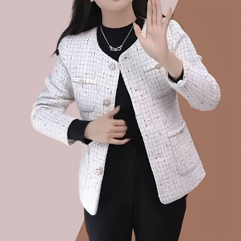 若い母親のファッション年齢軽減小さな香りのジャケット春の新しい中年女性の韓国風の小さなスーツのアウタートップ|undefined