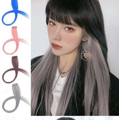 [Support for Drop Shipping] Ear-Hanging Colored Wigs, Single-Clip Style, Highlighted Long Straight Hair, High-Temperature Fiber Extensions