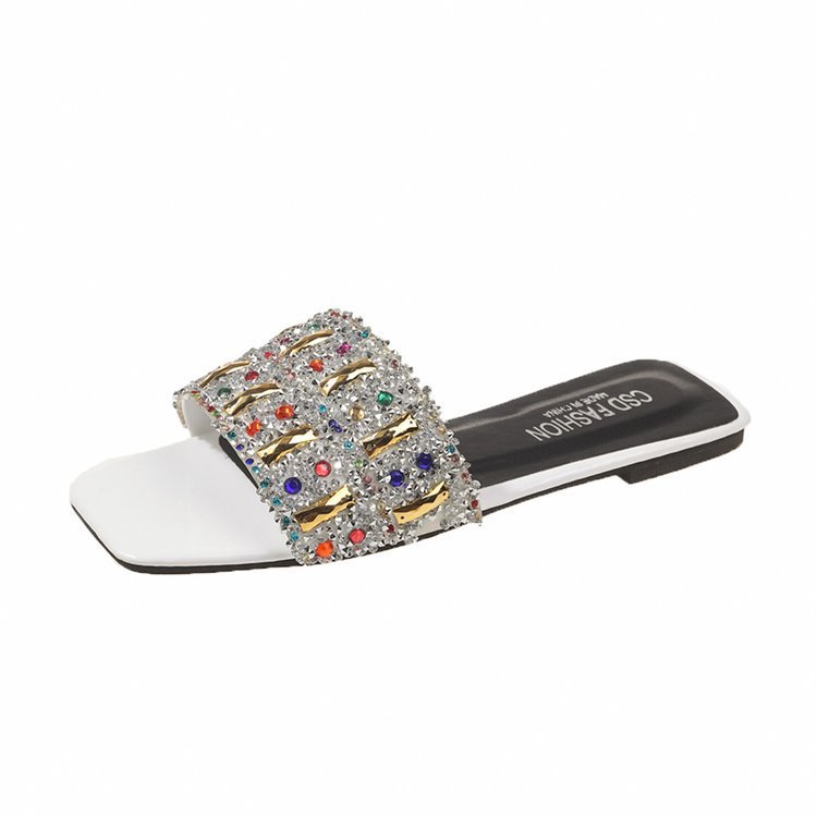 Sommer neue voller Diamant flache Unterseite Hausschuhe modische Sandalen Frauen, Outdoor-Strandschuhe für Frauen_voghion.com