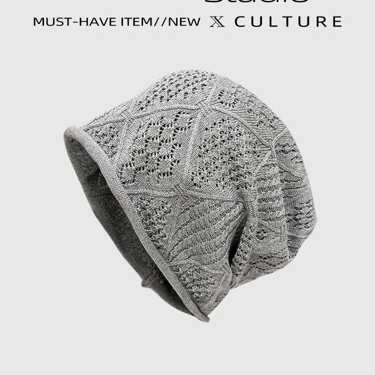 Japón gancho a mano hueco sombrero de pila para mujeres de otoño de color sólido alrededor de la cabeza muestra la cara pequeña sombrero frío delgado sombrero de cabeza